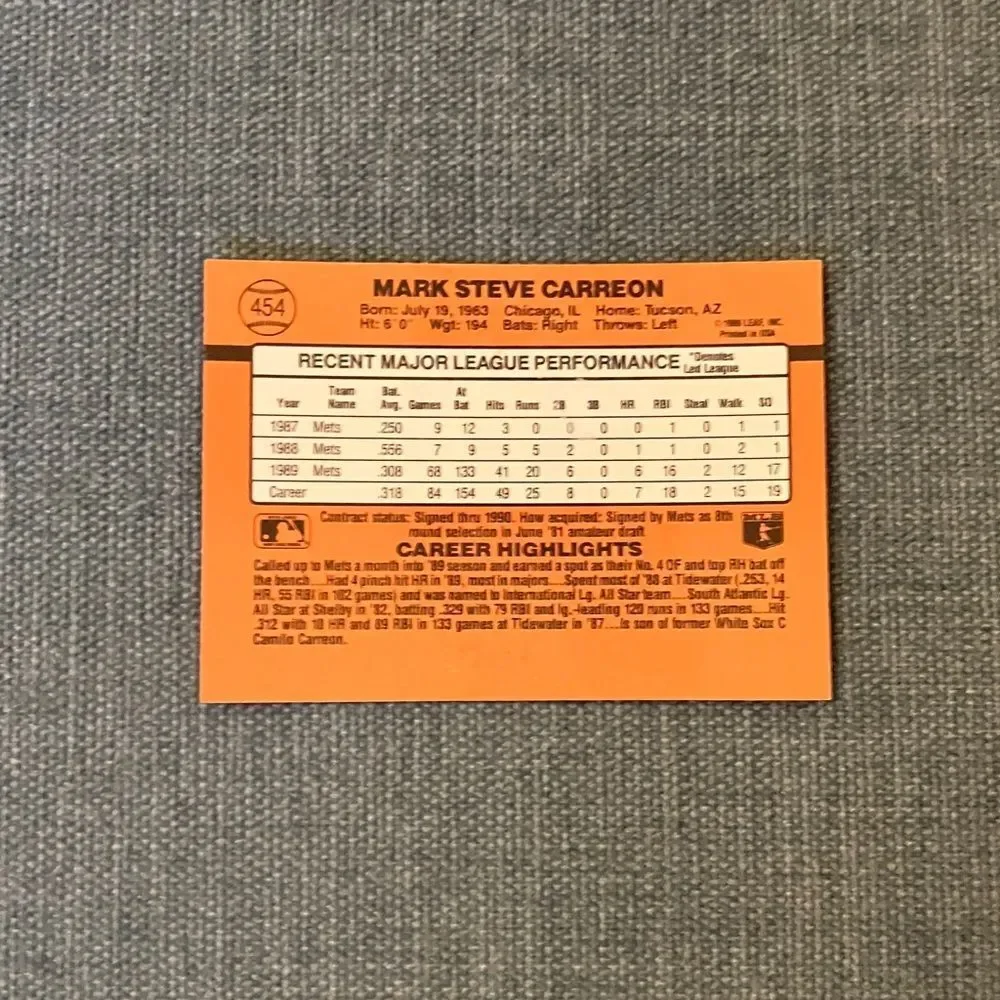 1990 Donruss New York Mets Baseball Card Trading Card